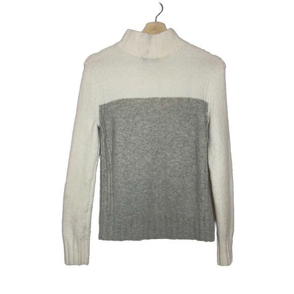 J. Crew Womens XS Mock Neck Sweater White Gray Color Block Wool Blend FLAW - Picture 1 of 9